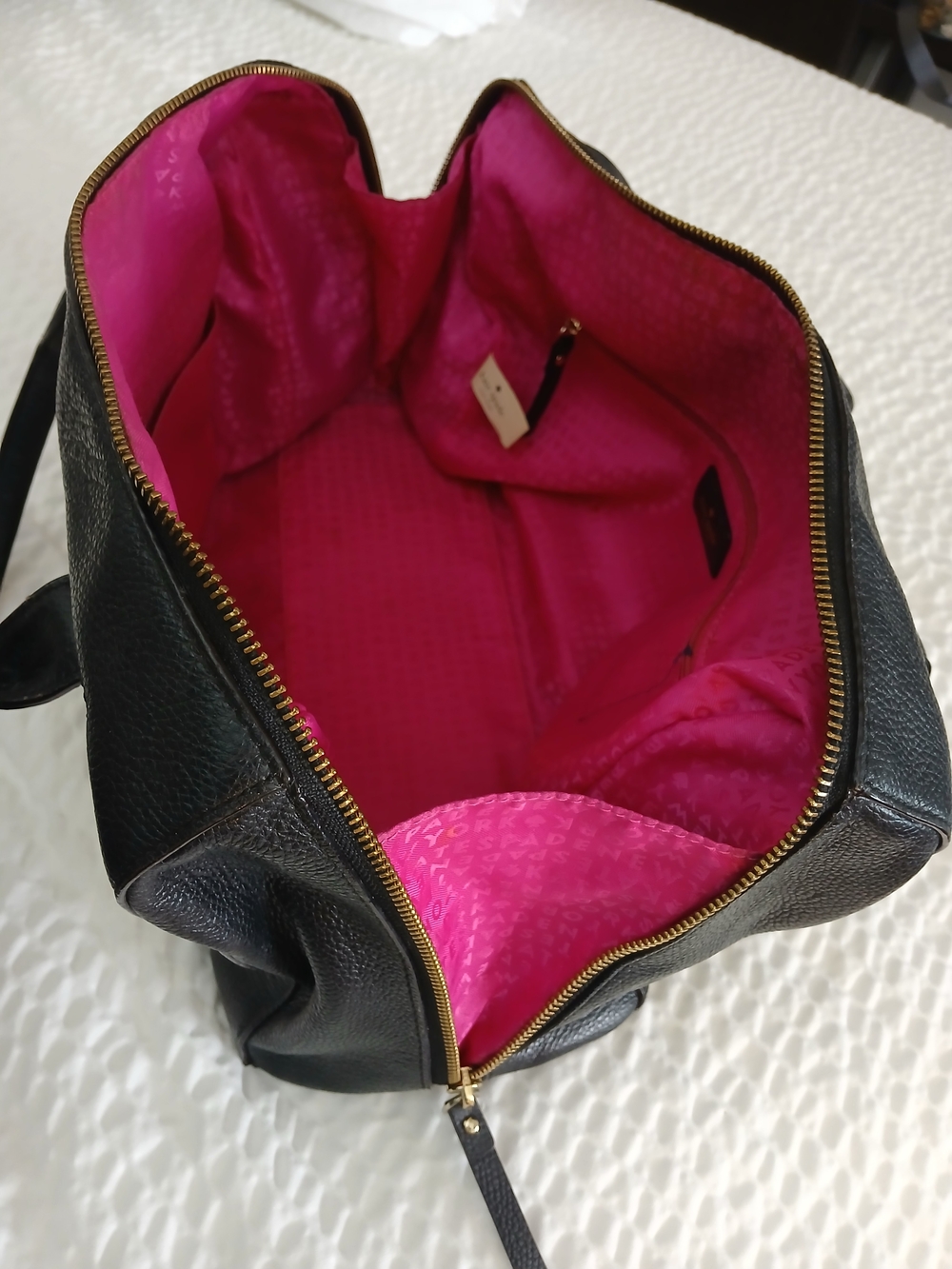 Kate Spade Black Pebbled Leather Satchel with Gold Hardware - Picture 9 of 16